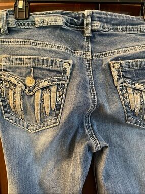 Women's, Rebel & Soul Jeans Bling Embroidered  Boot Cut Denim  Size 8 Cowgirl